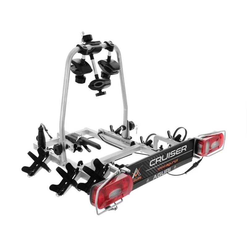 Bagażnik rowerowy na hak holowniczy Aguri Cruiser Ultimate srebrny 2 rowery 13 PIN ⬅️ sklep DOAN