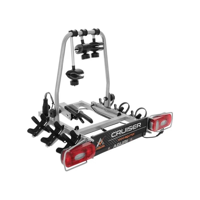 Bagażnik rowerowy na hak holowniczy Aguri Cruiser Ultimate srebrny 3 rowery 13 PIN ⬅️ sklep DOAN
