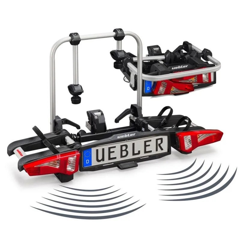 Bagażnik rowerowy na hak holowniczy Uebler i21S srebrny 2 rowery 13 PIN z czujnikiem parkowania ⬅️ sklep DOAN