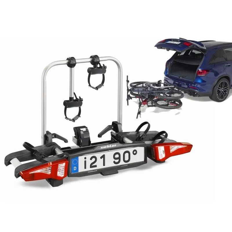 Bagażnik rowerowy na hak holowniczy Uebler i21 90° srebrny 2 rowery 13 PIN odchylanie kąt 90° ⬅️ sklep DOAN