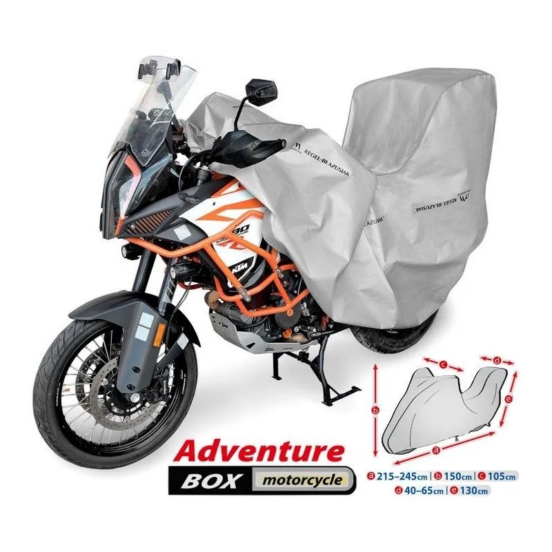 Pokrowiec na motocykl, dł. 215-245 cm + kufer Basic Garage ADVENTURE BOX ⬅️ sklep DOAN