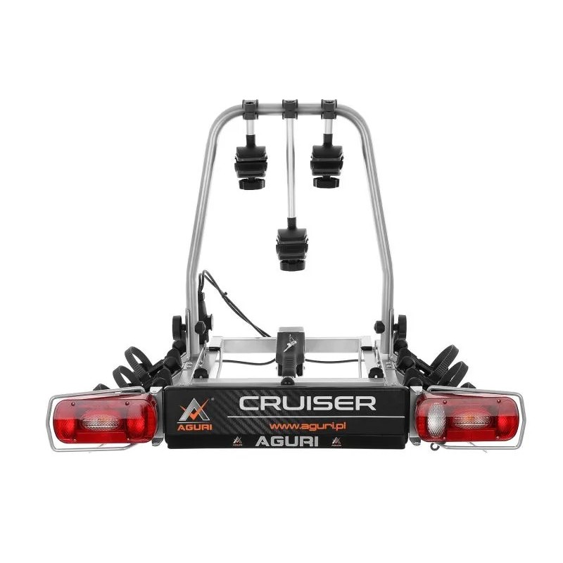 Bagażnik rowerowy na hak holowniczy Aguri Cruiser srebrny 3 rowery 13 PIN ⬅️ sklep DOAN