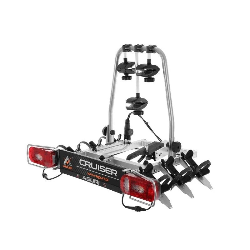 Bagażnik rowerowy na hak holowniczy Aguri Cruiser srebrny 3 rowery 13 PIN ⬅️ sklep DOAN