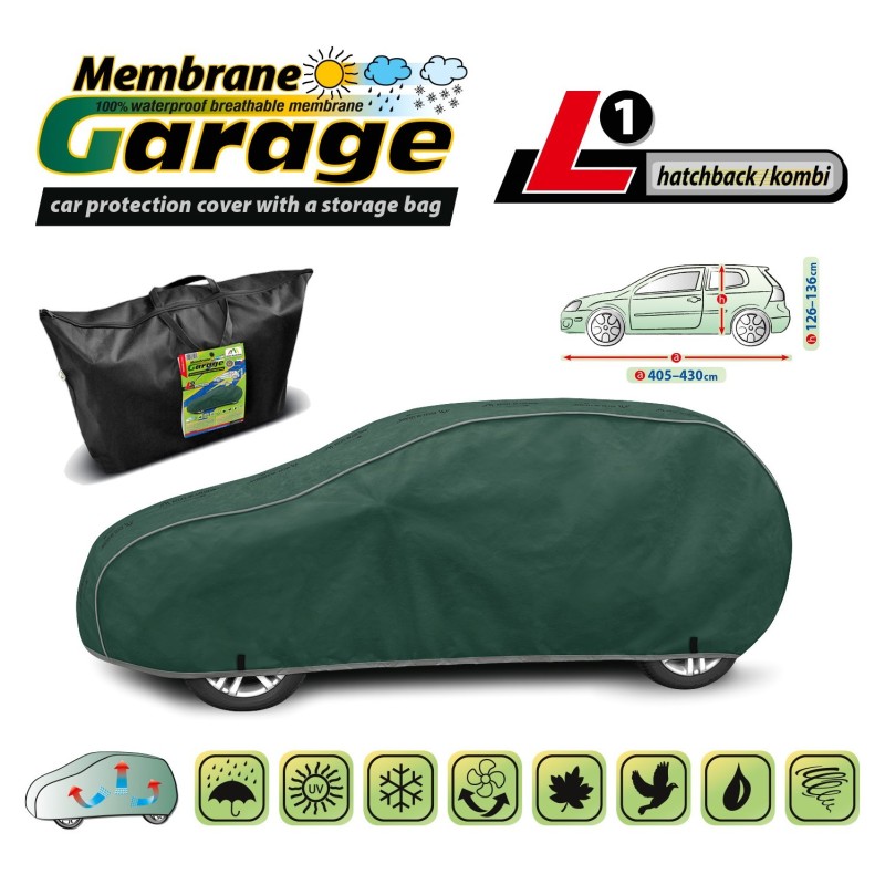 Nieprzemakalna plandeka na samochód MEMBRANE GARAGE rozmiar L1 hatchback/kombi ⬅️ sklep DOAN