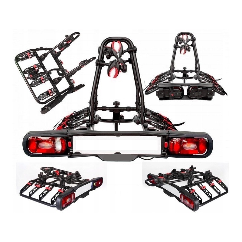 Bagażnik rowerowy na hak holowniczy Carface Quattro czarny 4 rowery 13 PIN ⬅️ sklep DOAN