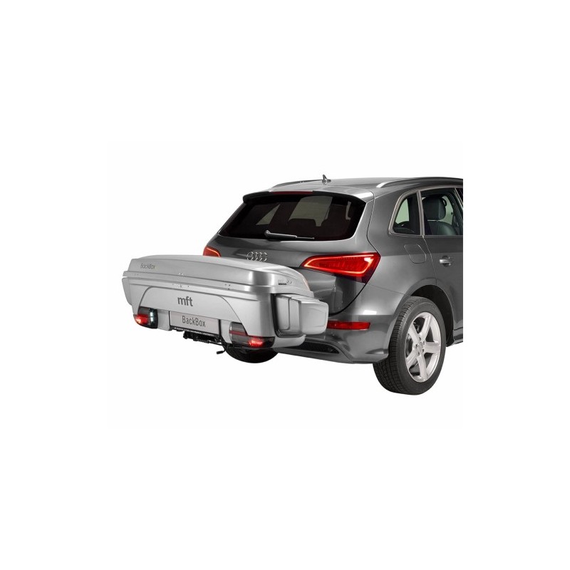 Zestaw Box na hak MFT BackBox Silver + rozbudowa boxa BackBox adapter 1900 + baza na hak Back Carrier montaż na haku holowniczym