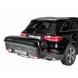 Zestaw box na hak MFT BackBox Black + rozbudowa boxa BackBox adapter 1900 + baza na hak Back Carrier montaż na haku holowniczym 