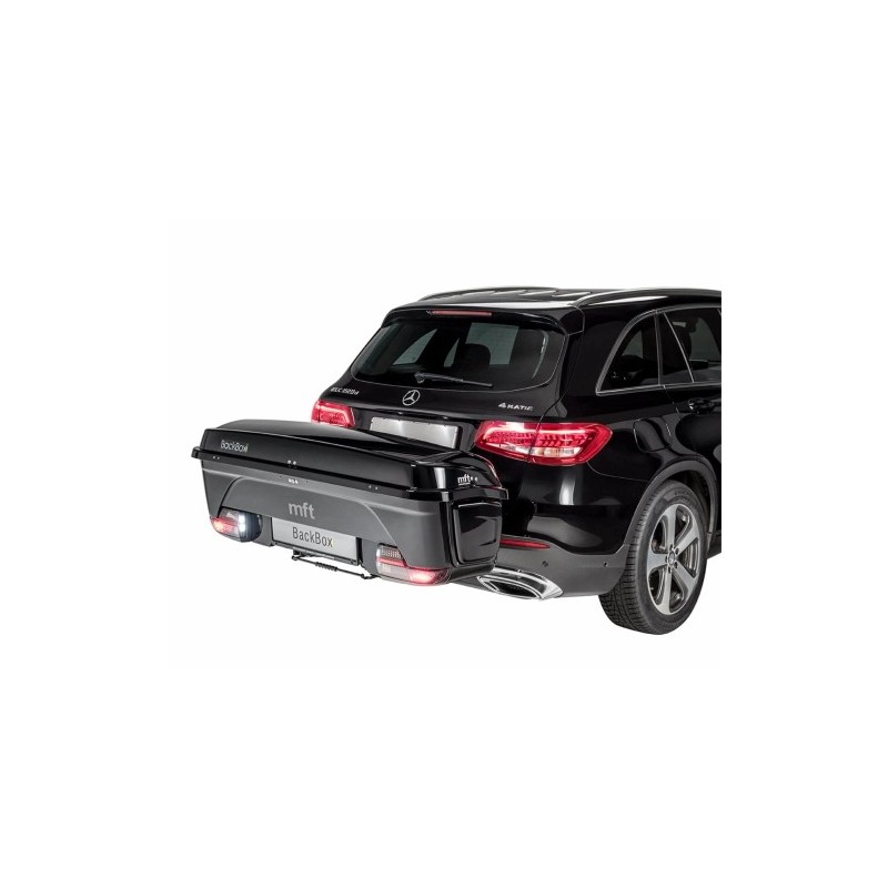 Zestaw box na hak MFT BackBox Black + rozbudowa boxa BackBox adapter 1900 + baza na hak Back Carrier montaż na haku holowniczym 