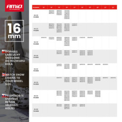 Łańcuchy śniegowe 16 mm 4x4 KB-250 AMIO-02123