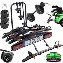 Bagażnik rowerowy na hak holowniczy Aguri Active Bike PRO czarny 4 rowery 13 PIN ⬅️ sklep DOAN