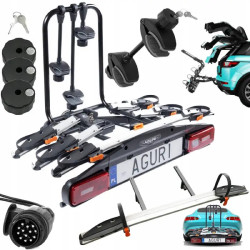 Bagażnik rowerowy na hak holowniczy Aguri Active Bike PRO srebrny 4 rowery 13 PIN ⬅️ sklep DOAN